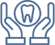 Dental care icon with tooth and hands