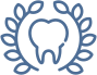 Dental logo with tooth and laurel wreath design.