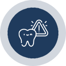 Tooth with warning sign, dental alert icon